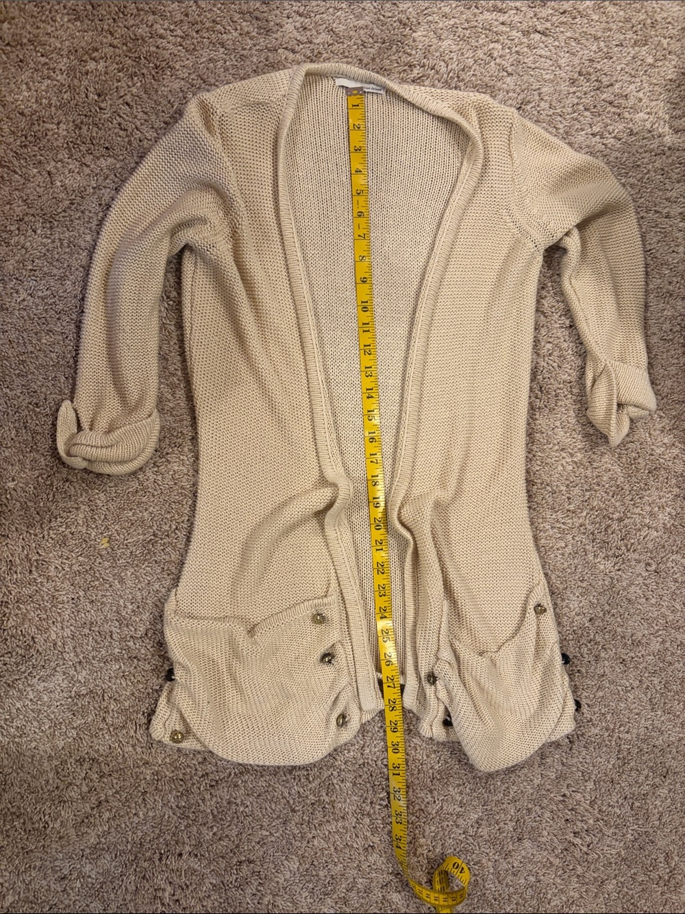 River Island Cream Open-Front Knit Cardigan